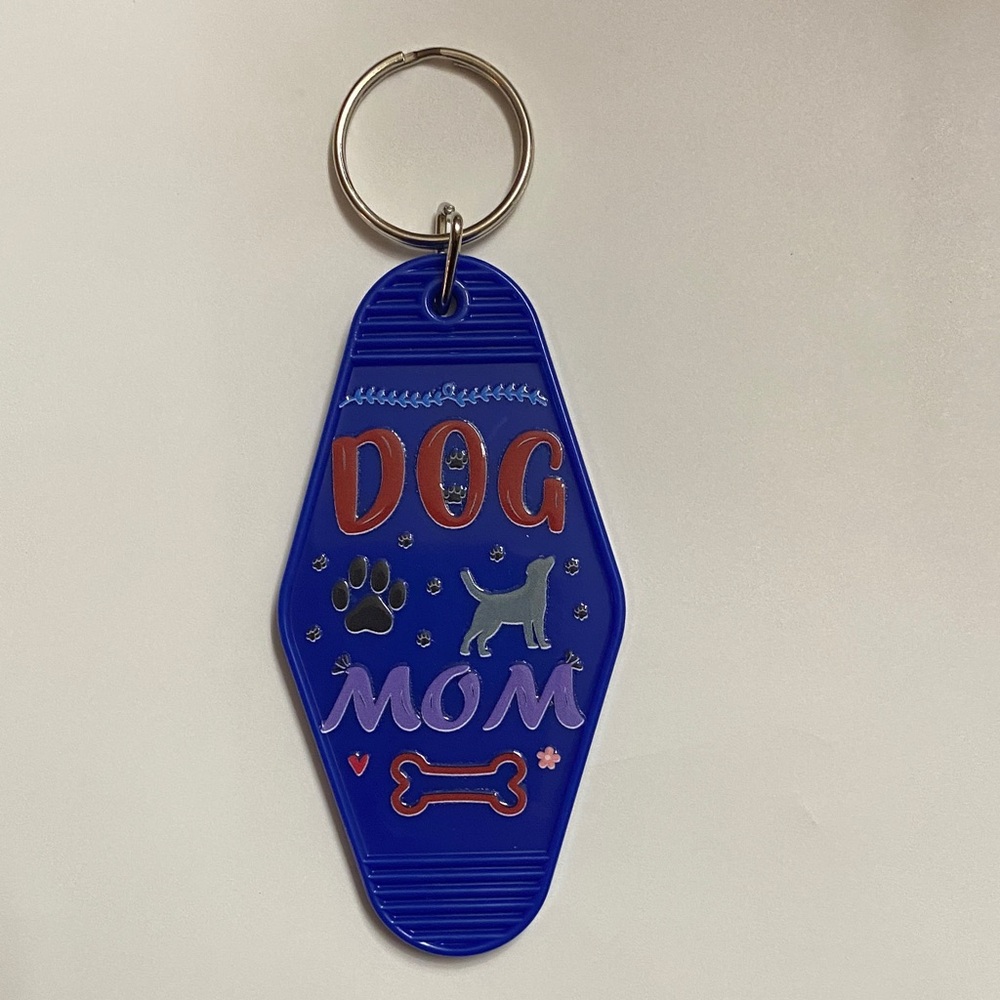 Blue Dog Mom Keychain